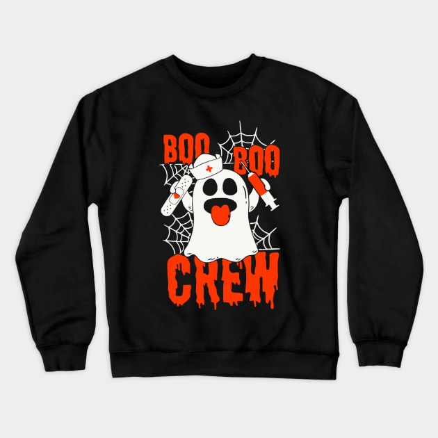 Boo Boo Crew Nurse Ghost Funny Halloween Crewneck Sweatshirt by LEMOUS TEES